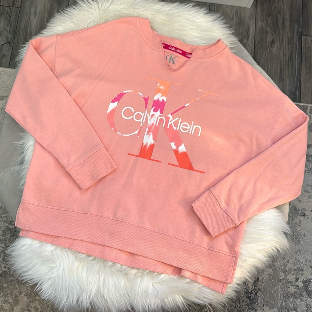 Calvin Klein Printed Sweatshirt Pink Sz MED